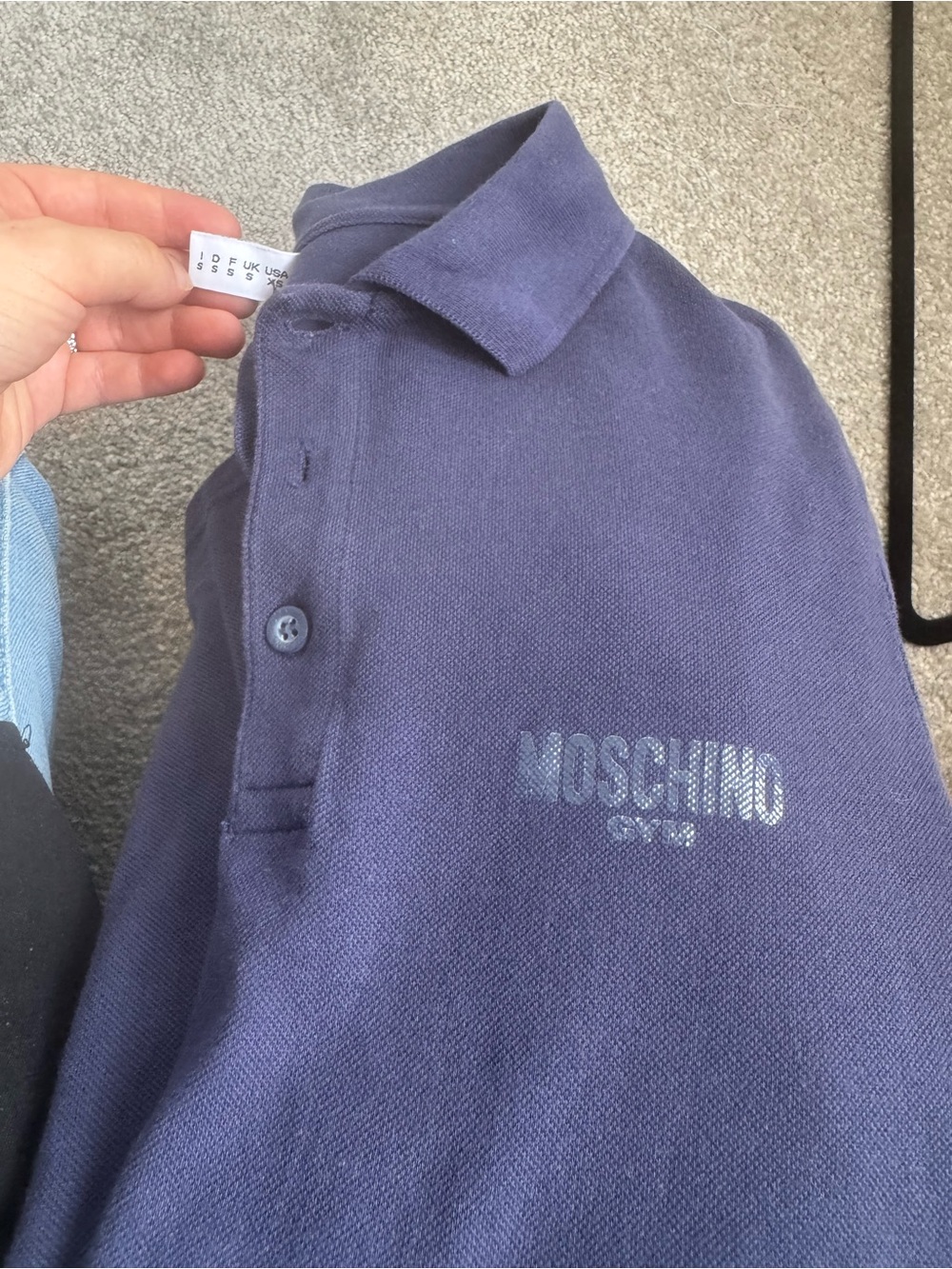 Moschino Navy Polo Shirt with Subtle Logo Tag